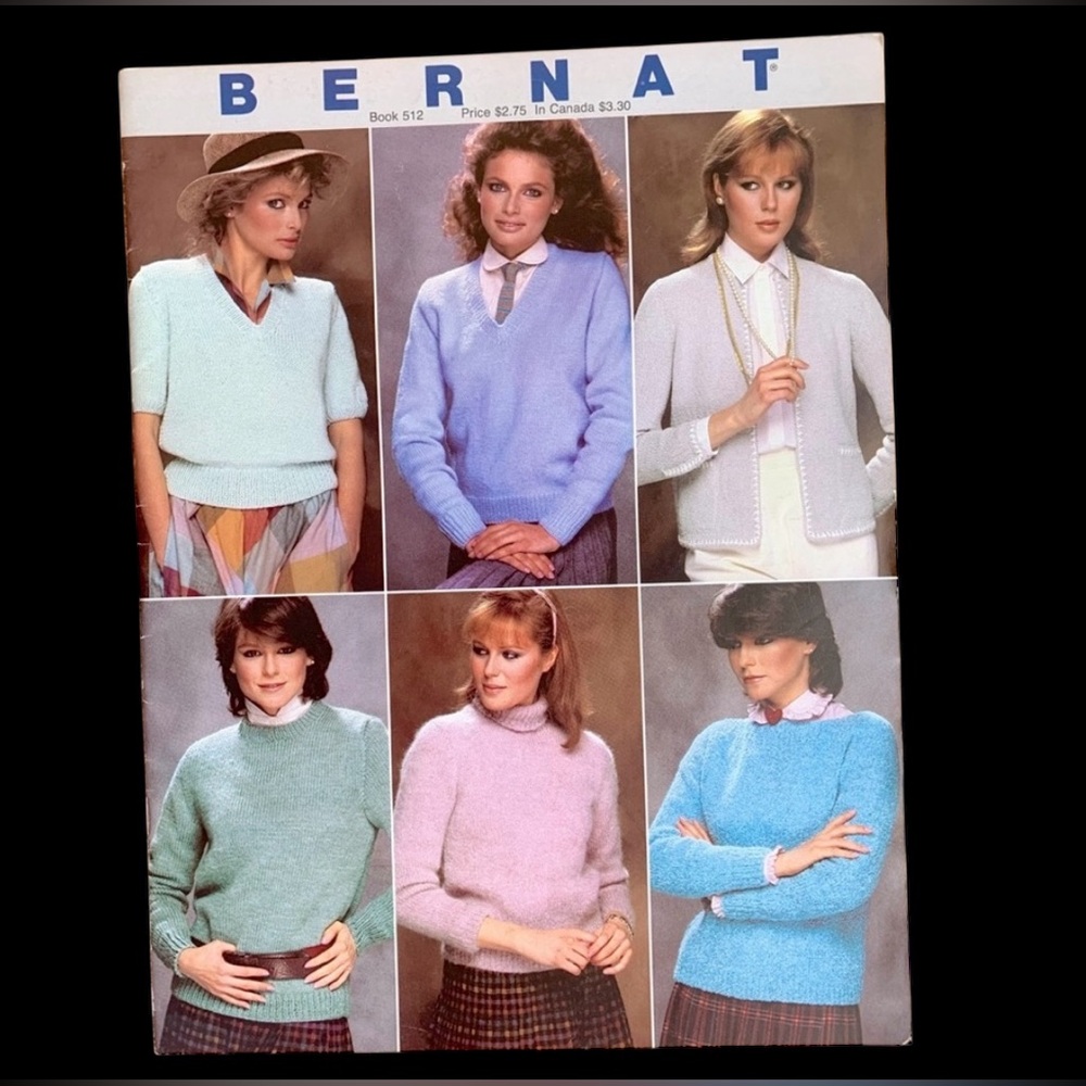 Vtg 1983 Bernat Sweater Fashion Yarn Knitting Crochet Pattern Book # 512